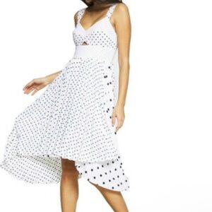 Banana Republic White and Black Polka Dot Midi Dress NWOT 18